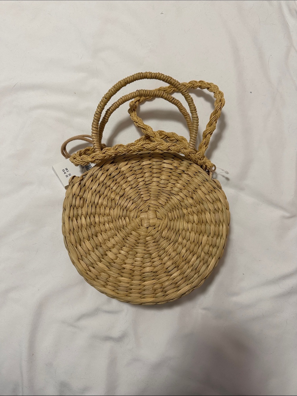 Woven Round Straw Crossbody Bag in Natural